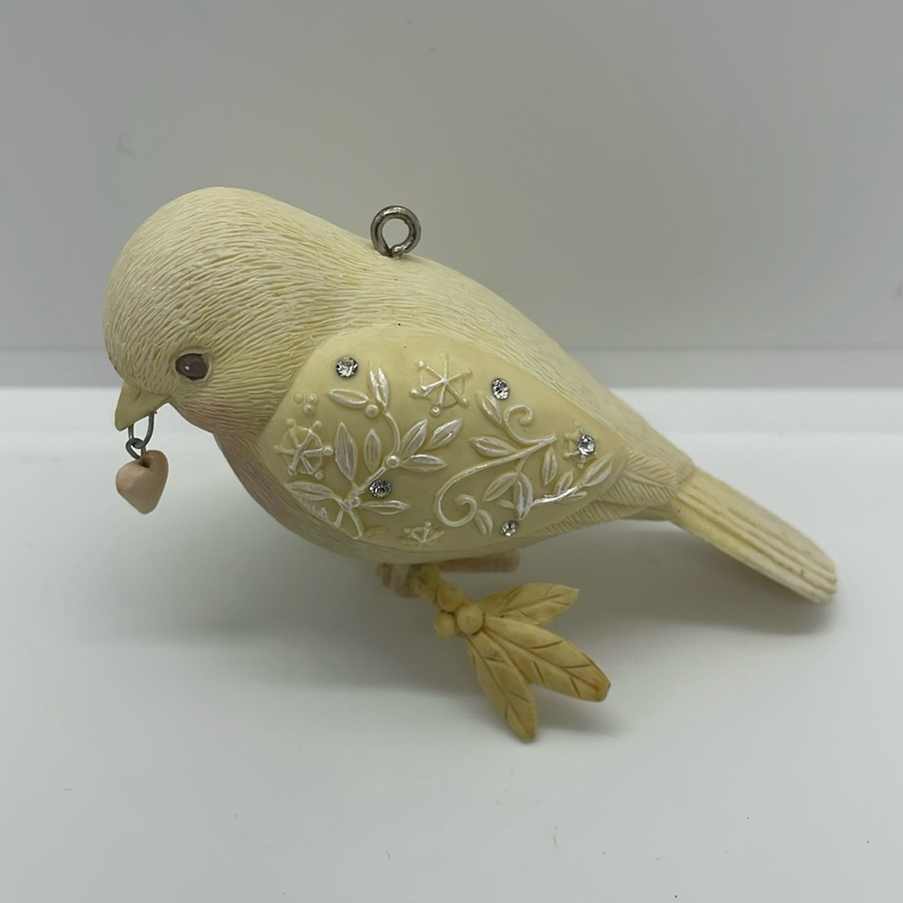 White Finch “Love” Christmas Ornament - 3.25 Inches